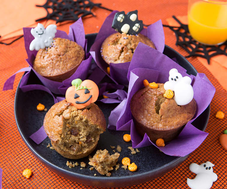 Muffins de calabaza y manzana con copos de avena