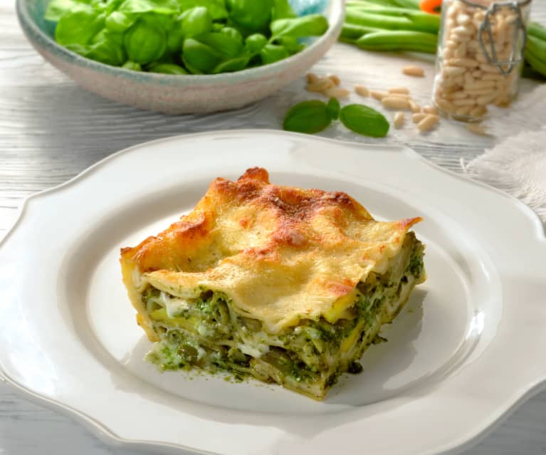 Lasagnes pesto, pommes de terre et haricots