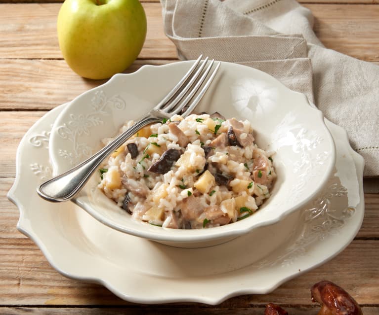 Risotto con manzana y boletus