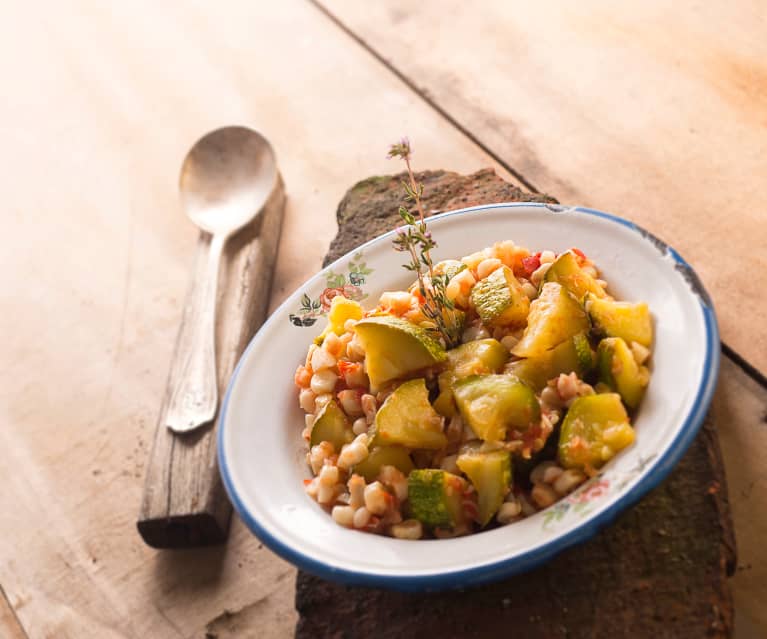 Guarnición de calabacitas con elote