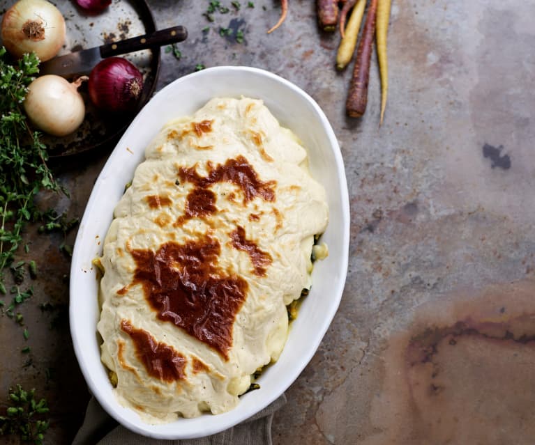 Bacalhau gratinado com couve