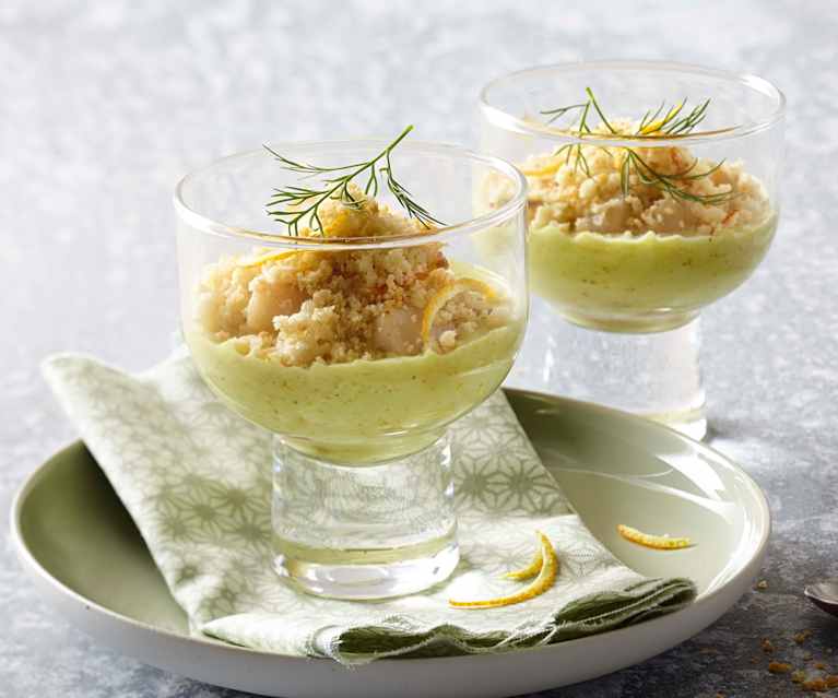 Crumble de saint-jacques au gingembre et lait de coco Crumble de saint-jacques au gingembre et lait de coco