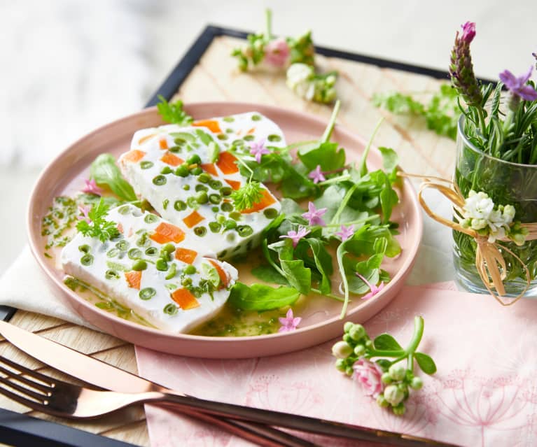 Terrine de légumes de printemps, émulsion de cerfeuil    