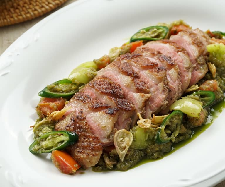 Sous-vide duck breast with green chilli (Chef Degan)