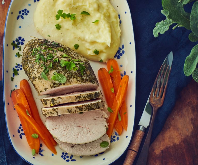 Arrosto di tacchino in salsa tonnata con purè di patate (Bimby Friend)