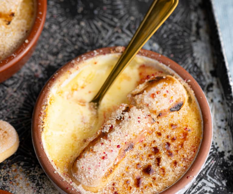 Creme Brulee de champán y soletas rosas