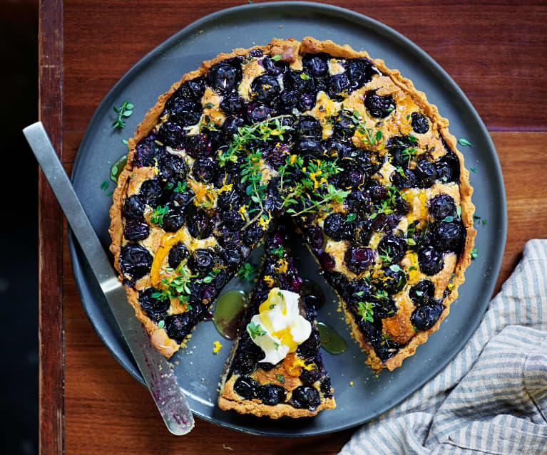 Blueberry, almond and fennel jam tart