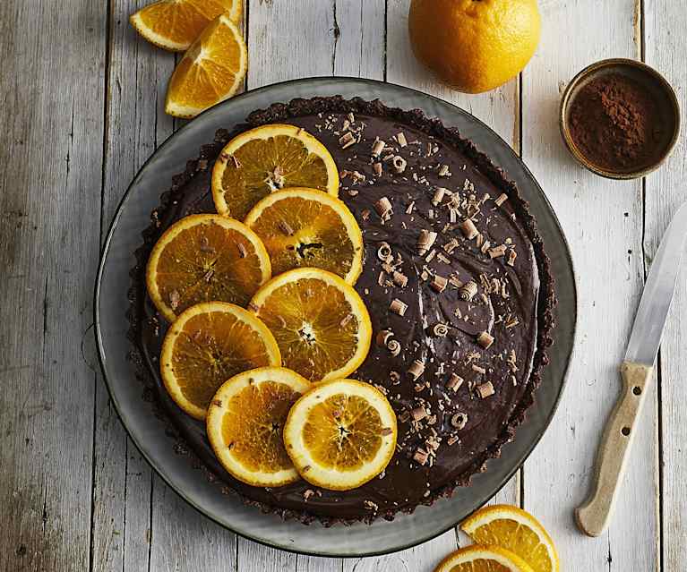 Crostata al cioccolato fondente e arancia