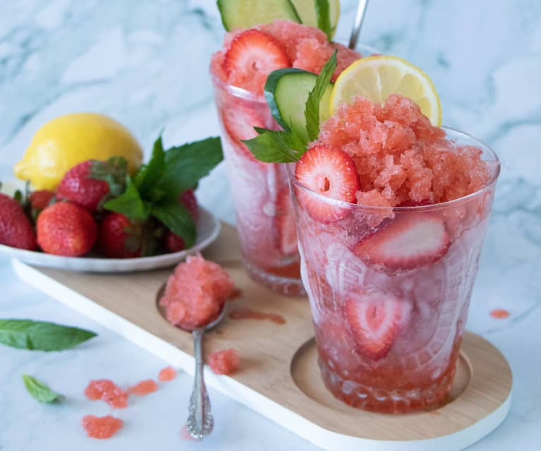 Sparkling Pimm's® strawberry granita