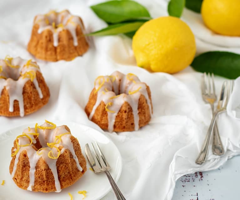 Mini gluten free vanilla bundts with lemon glaze