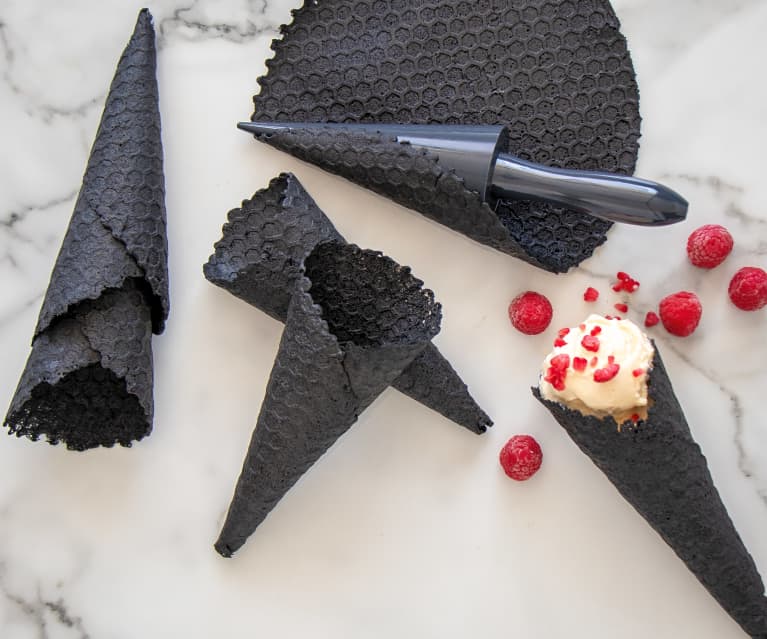 Charcoal waffle cones