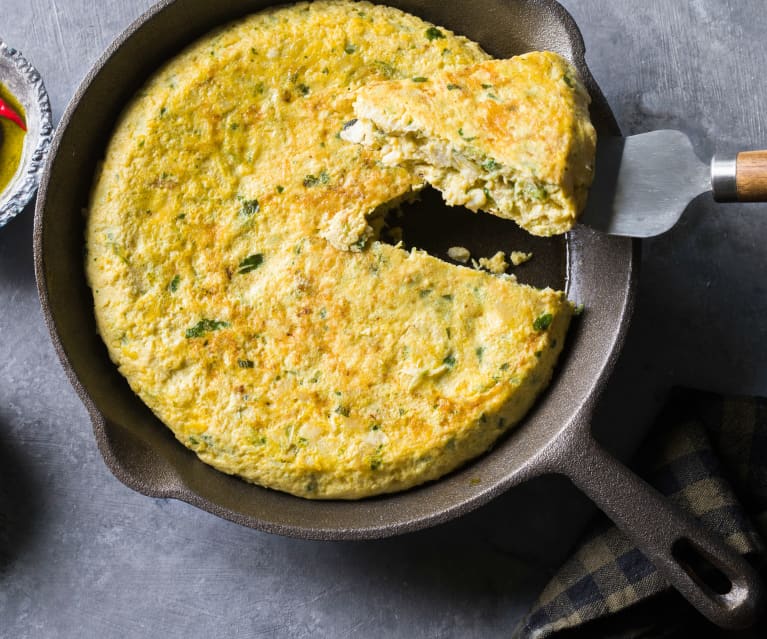 Tortilla de bacalao y verduras