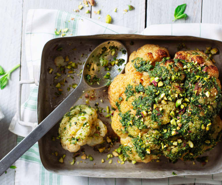 Coliflor con pesto de pistachos