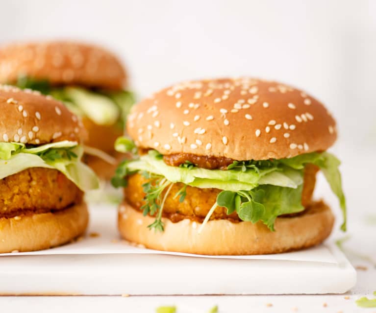 Quinoa Burger and Yellow Tomato Ketchup