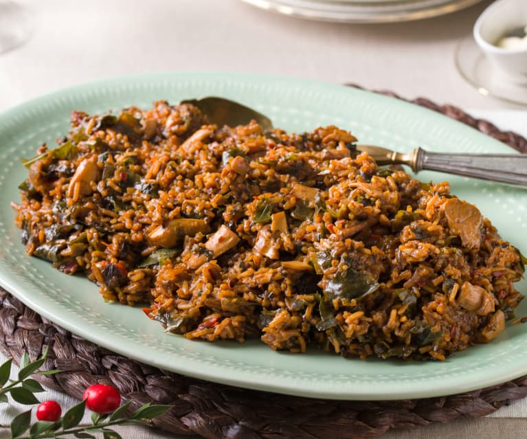 Arroz jazmín con setas y algas