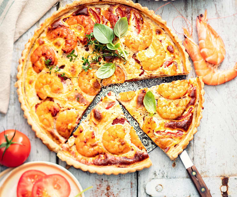 Quiche aux crevettes et tomates