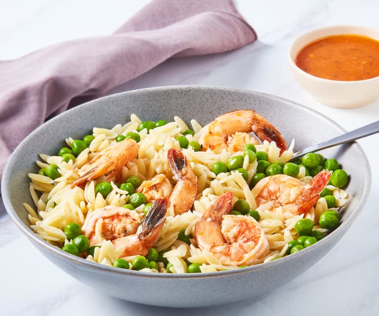 Shrimp Orzo with Peas