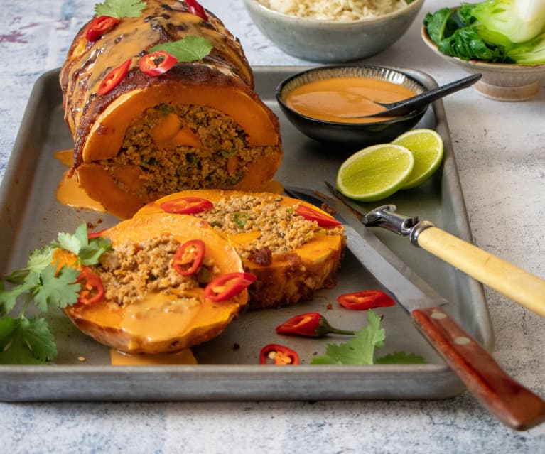 Firecracker stuffed butternut pumpkin