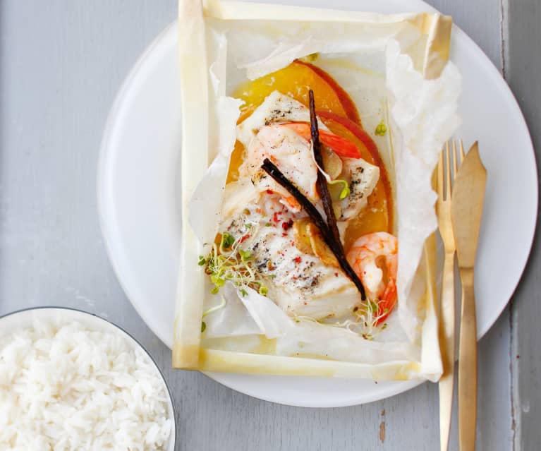 Papillotes de cabillaud à la mangue et au gingembre