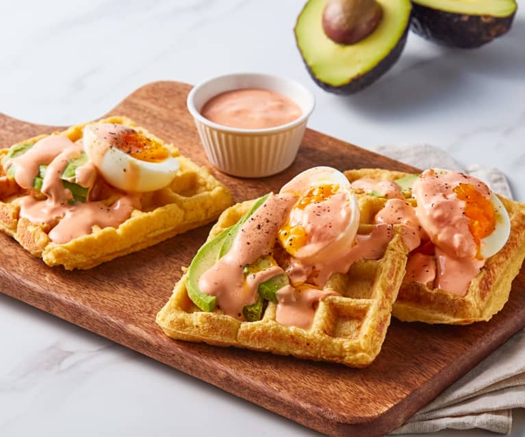 Crispy Rice Waffle with Soft Boiled Eggs