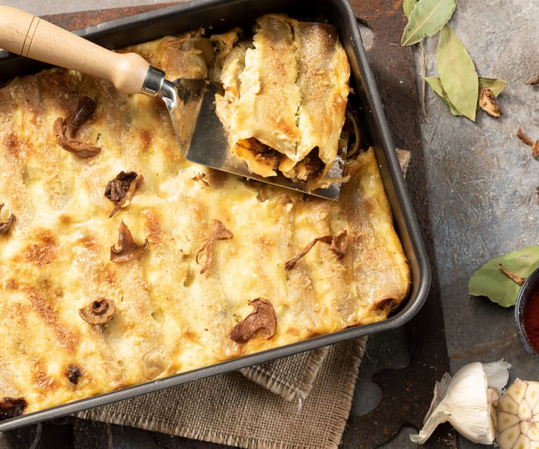 Canelones de carrilleras con setas