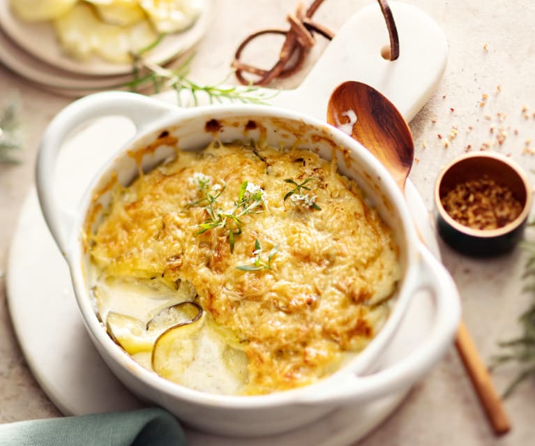 Gratin de courgette, pomme de terre et chèvre