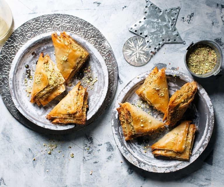 Baklavas con almíbar de azahar