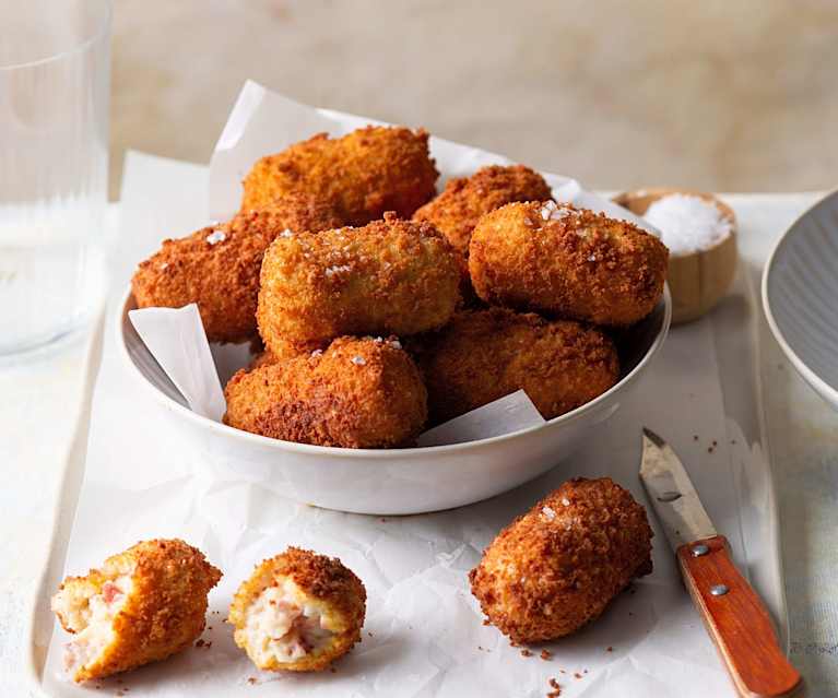 Croquetas de jamón con bechamel rápida Croquetas de jamón con bechamel rápida