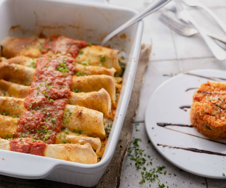 Menu: Tartare di carota, mela e nocciole; Crespelle ricotta e spinaci