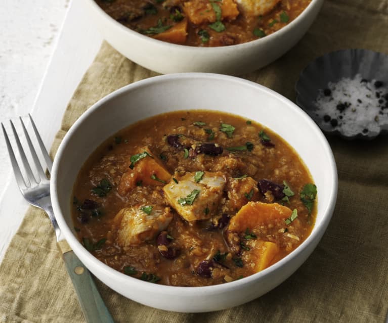 Red bean chicken and sweet potato stew