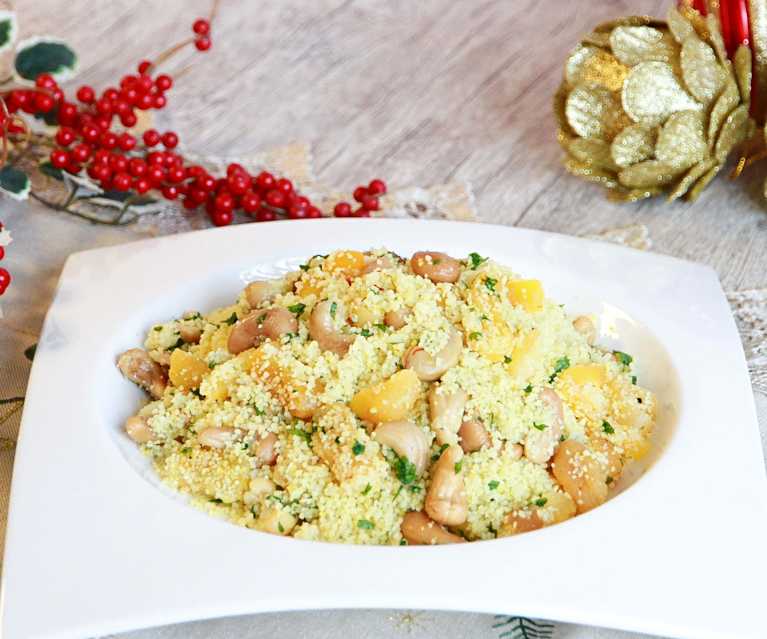 Couscous marroquino com damascos e castanhas Couscous marroquino com damascos e castanhas