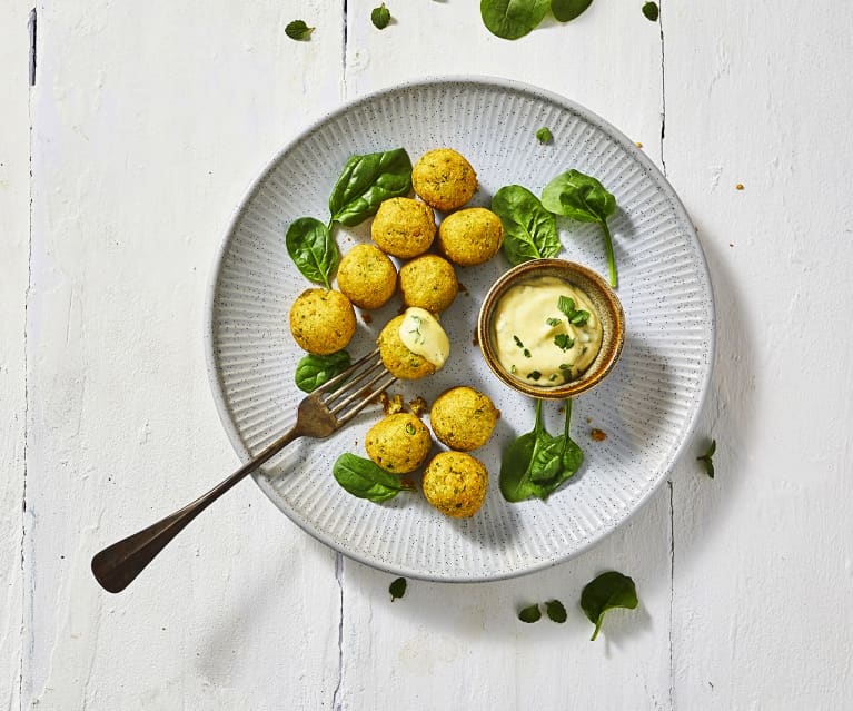 Polpette di tempeh con mayo alla menta (vegan)