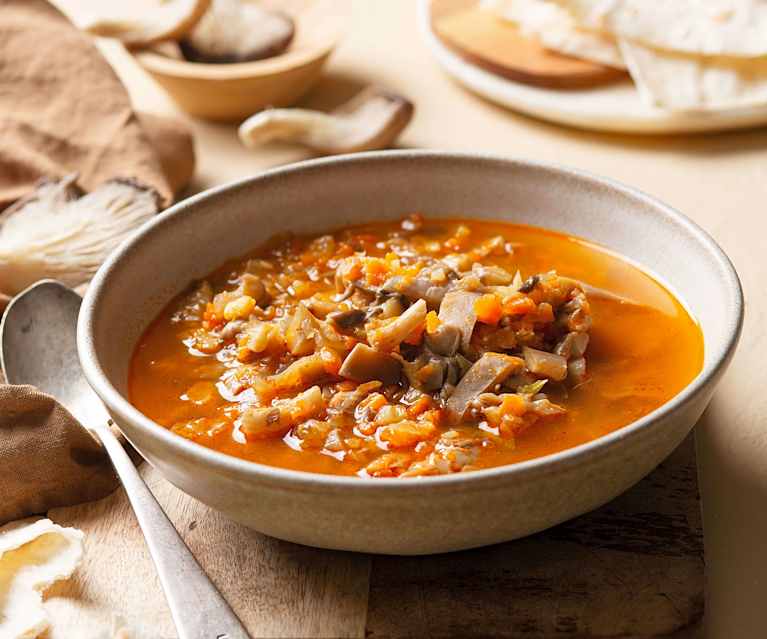 Soupe végétalienne aux pleurotes Soupe végétalienne aux pleurotes