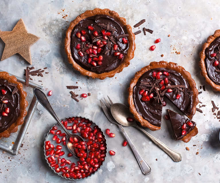 Tartaletas de chocolate y granada