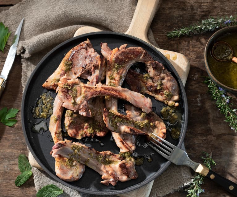 Chuletas de cordero con salsa de hierbas (Al vacío)