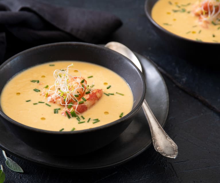 Bisque de langostinos a la vainilla