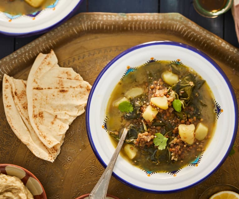 Soupe de lentilles aux blettes et au citron