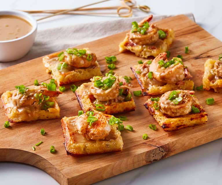 Gaufre à la polenta et crevettes Cajun