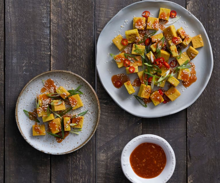 Burmese chickpea tofu with spicy dipping sauce