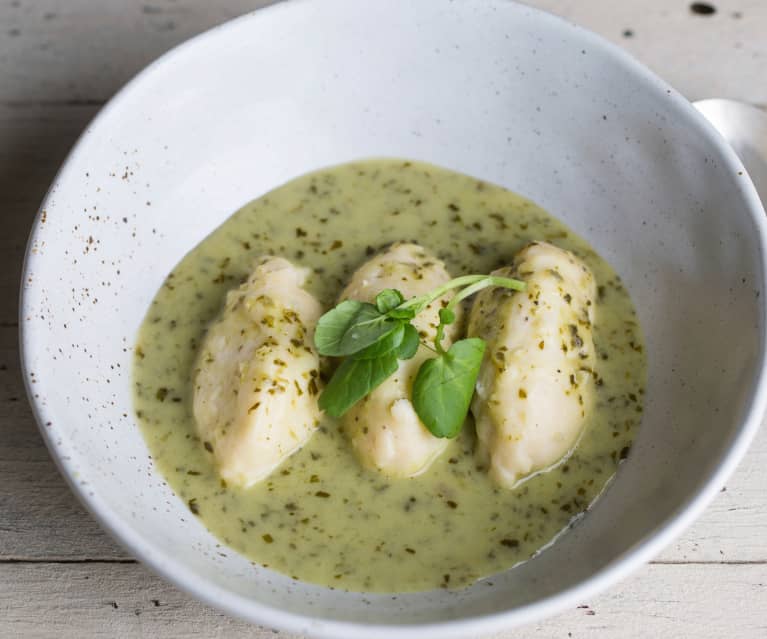 Quenelles with Watercress Sauce