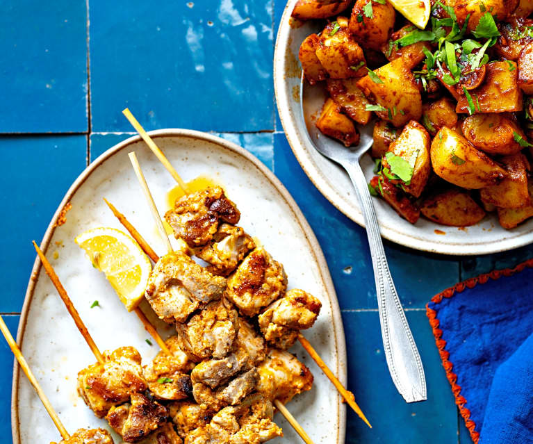 Brochettes chich taouk et pommes de terre épicées