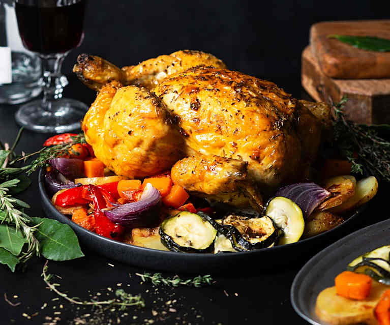 Pollo arrosto con verdure profumate al sidro Pollo arrosto con verdure profumate al sidro