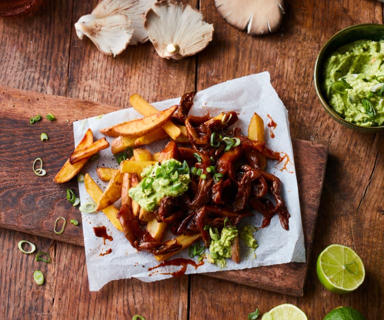 Pulled-BBQ-Pilze mit Avocado-Dip