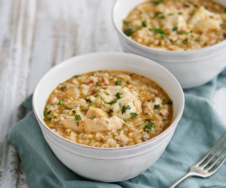 Risoto de línguas de bacalhau