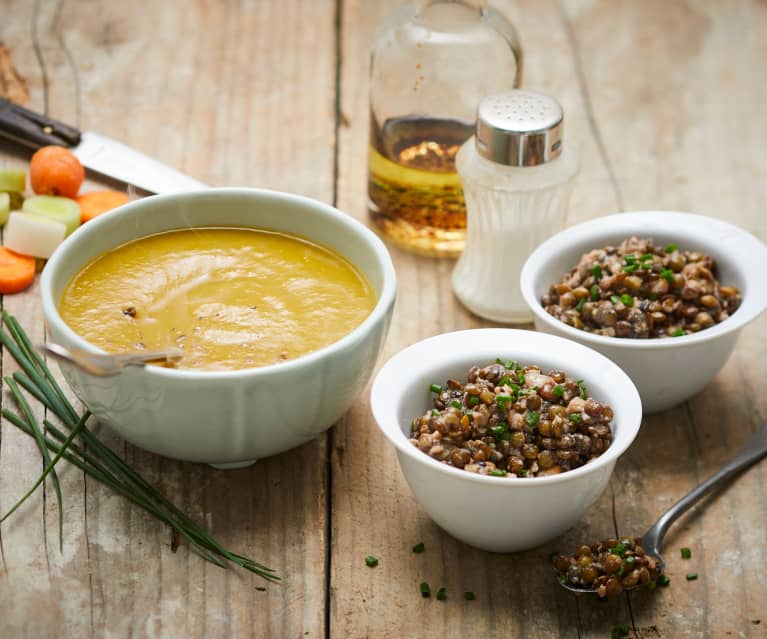 Velouté de légumes et lentilles