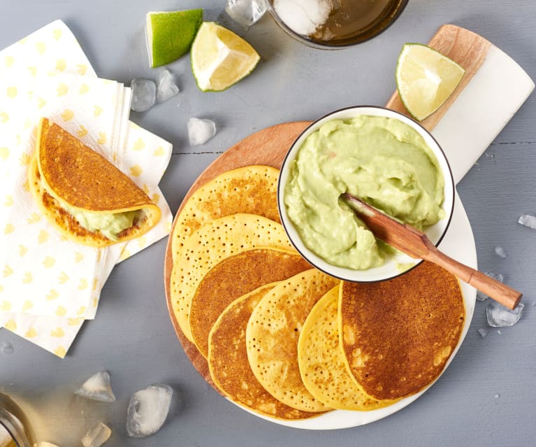 Mini-crêpes de potiron au guacamole