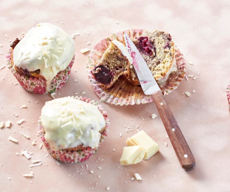 Muffins griottes et chocolat blanc