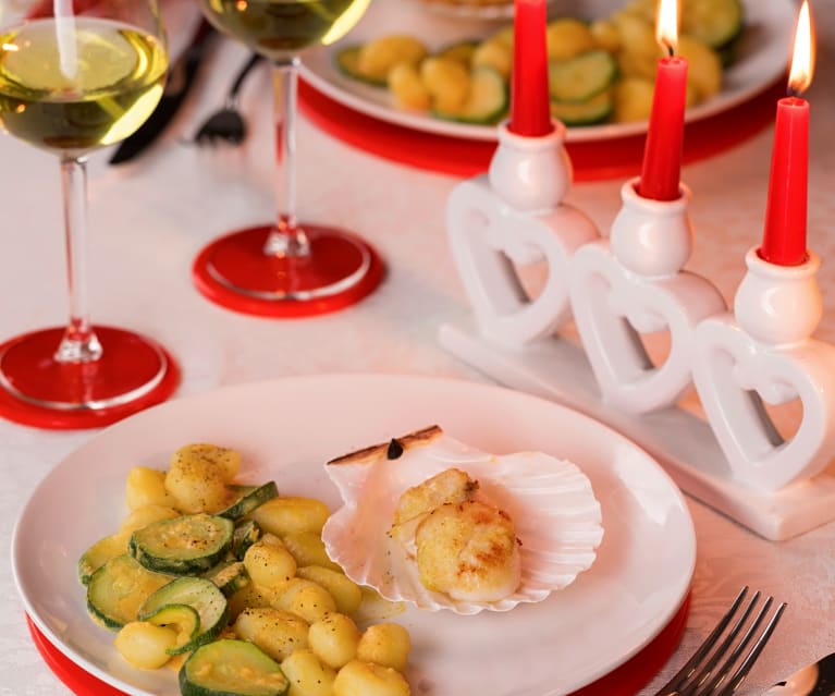 Gnocchi al mandarino con capesante e zucchine (senza glutine)