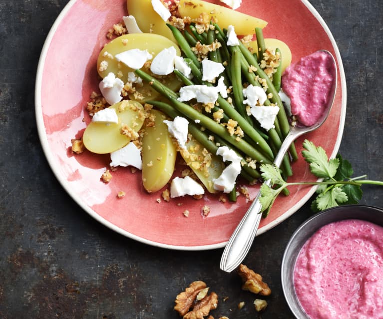 Haricots, pommes de terre, betterave et chèvre