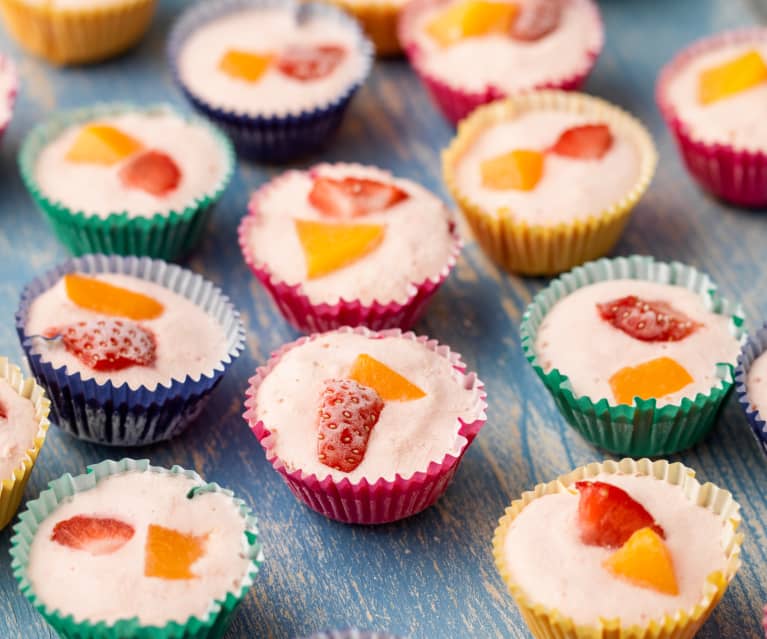 Strawberry and Peach Frozen Yoghurt Bites